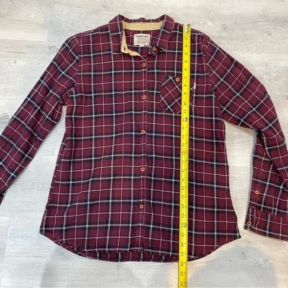 Burton Durable Goods Plaid Flannel long Sleeve Button Down Womens Size L Burgund - Picture 7 of 16